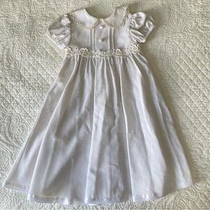 White Baptism Christening Gown with Lace Detailing and Slip Dress Included